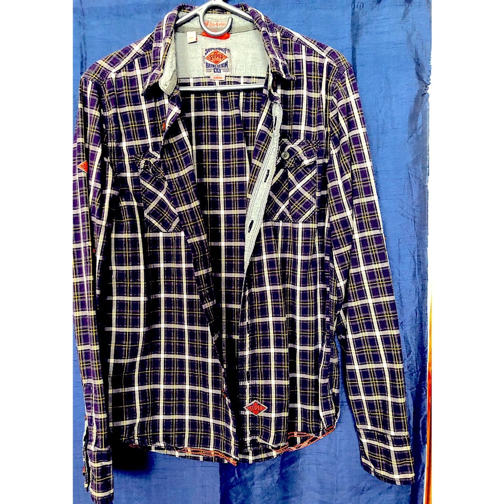 Superdry Mens Plaid Flannel Button-up Long Sleeve Shirt